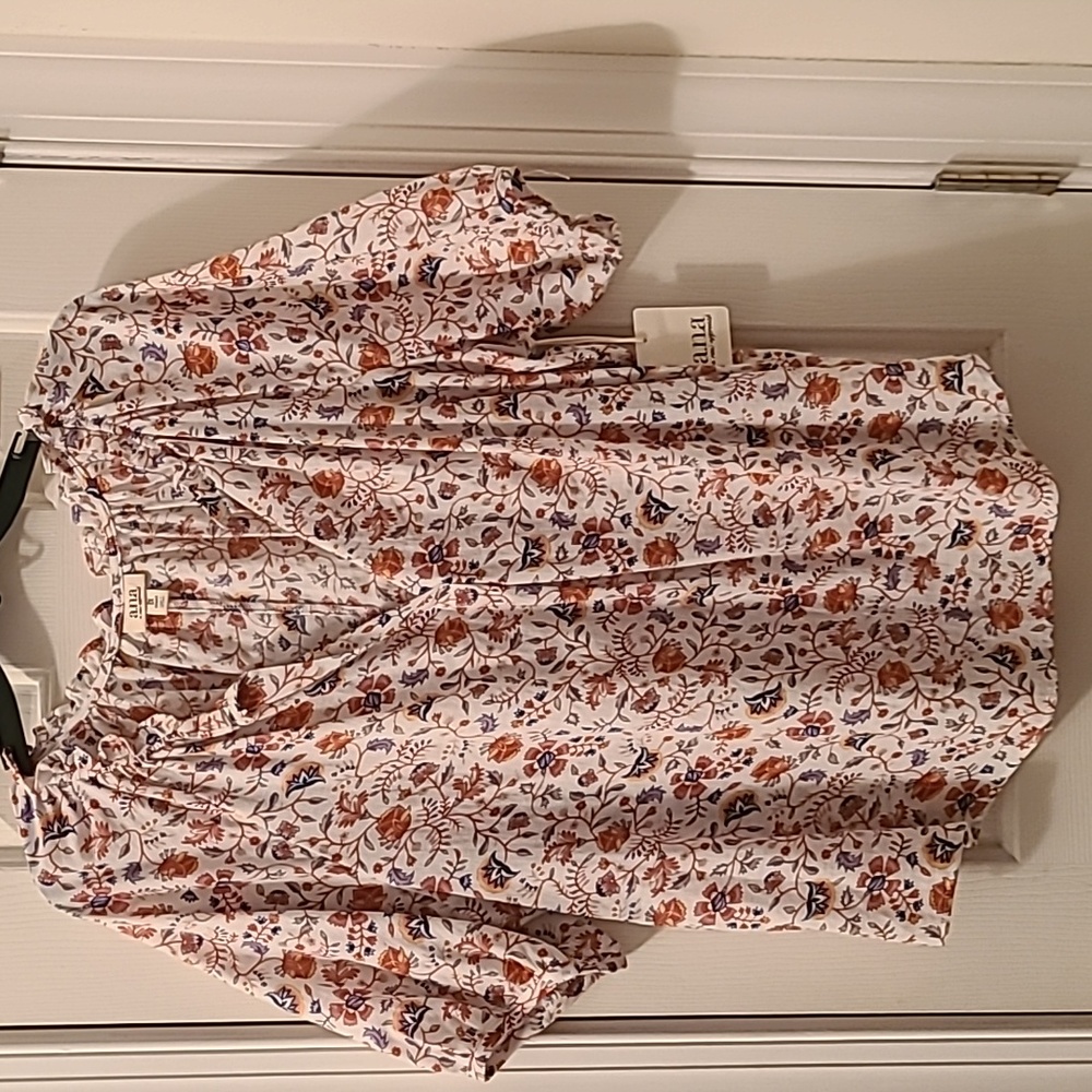 A.N.A. WOMEN'S RED & WHITE FLORAL PLUS SIZE PEASANT TOP SIZE 0X WOMAN - Picture 1 of 16
